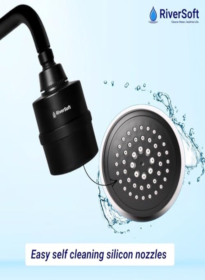 RiverSoft DIVA-01-BL shower filter for hard water with 15 stages | Water Softener for Bathroom (Black, Pack of 1) - Image 4